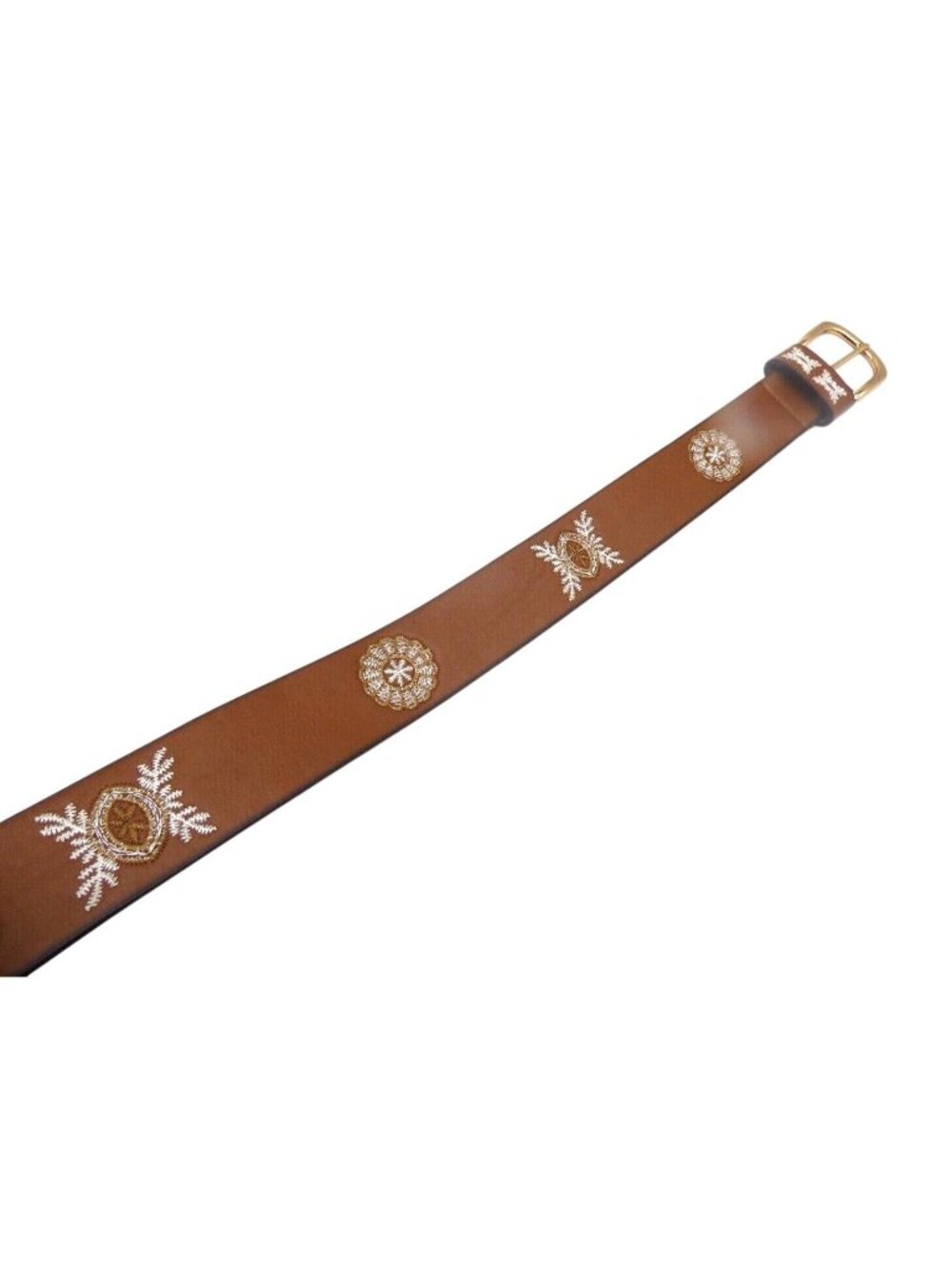 Women’s Embroidered Belt, Cognac, L